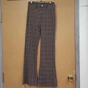 American Eagle Size 0 Multicolour Plaid Bell Bottom Pants